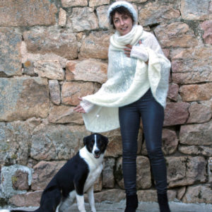 Boutique Mohair Tricot Machine Poncho Écru