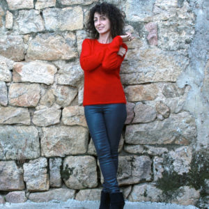 Boutique Mohair Tricot Machine Pull Col Rond Rubis