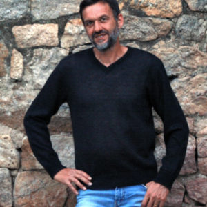 Boutique Mohair Tricot Machine Pull Col V Noir