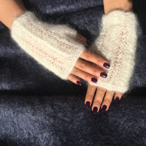 Boutique Mohair Tricot Main Sur mesure Mitaines Écru