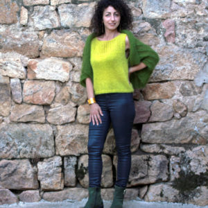 Mohair Soie Tricot Main Gilet Bolero Bouteille Pull Sans Manches Absinthe