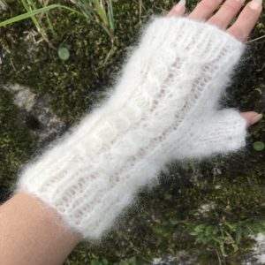 Mitaines Torsades Mohair Ecru